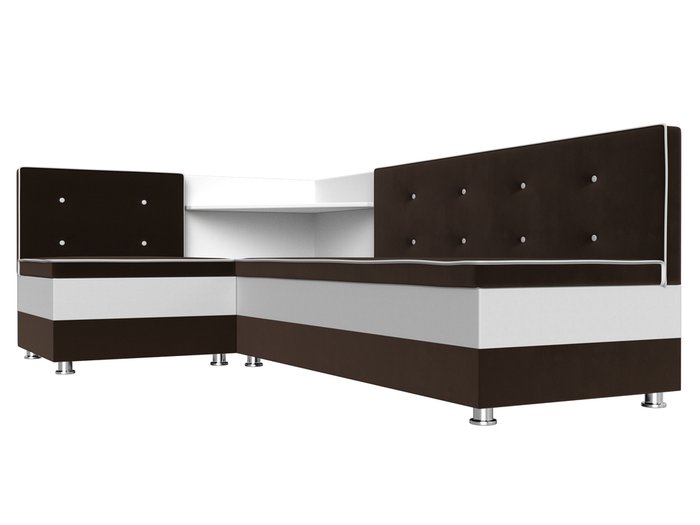 Угловой диван Милан бело-коричневого цвета (экокожа/ткань ) левый угол - лучшие Угловые диваны в INMYROOM