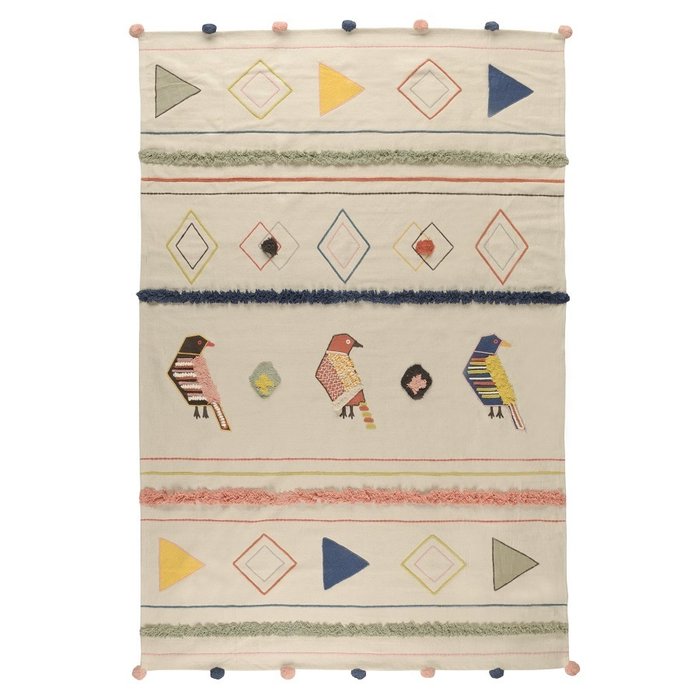 Ковер из хлопка в этническом стиле с орнаментом Ethnic 160х230 бежевого цвета Ковер из хлопка в этническом стиле с орнаментом Ethnic 160х230 бежевого цвета