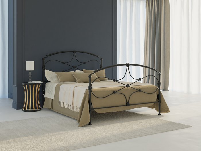 Кровать Лайза 120х200 черно-глянцевого цвета - купить Кровати для спальни по цене 58588.0