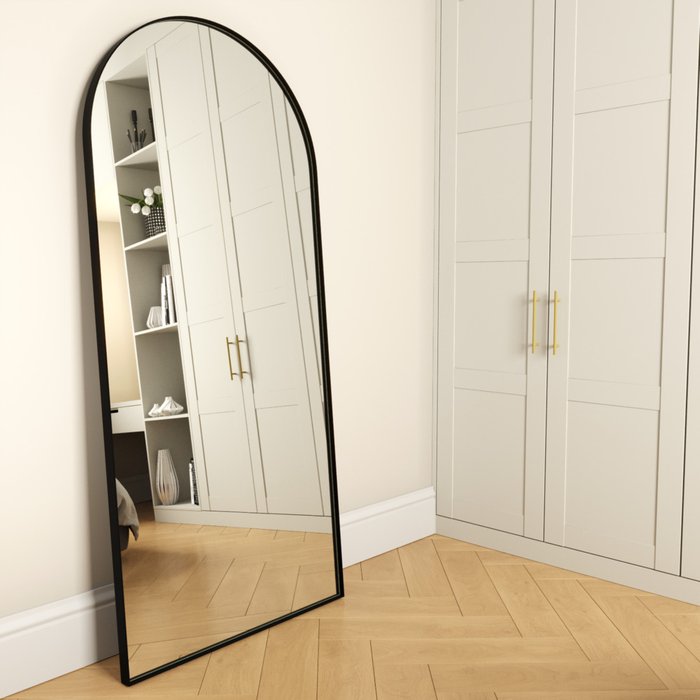 Дизайнерское большое настенное зеркало Arkis L в тонкой раме черного цвета - купить Настенные зеркала по цене 24900.0