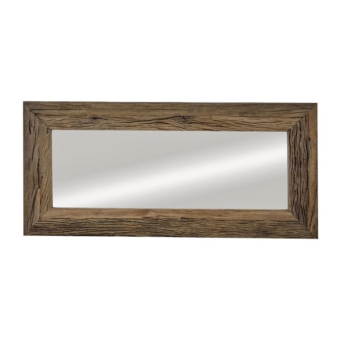 Настенное зеркало в деревянной раме коричневого цвета