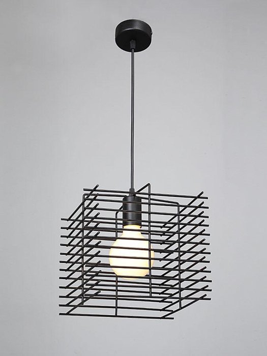 Подвесной светильник с плафоном из металла черного цвета - купить Подвесные светильники по цене 2318.0