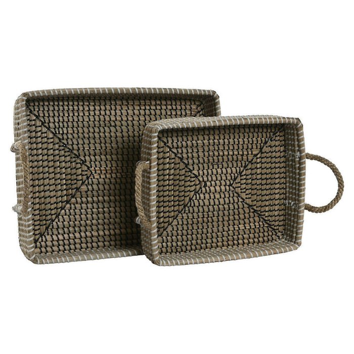 Набор подносов Home ESPRIT Натуральный Светло-коричневый город 41 x 32 x 16 cm (2 штук) - лучшие Подносы в INMYROOM