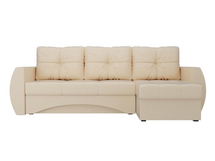 Угловой диван-кровать Сатурн  бежевого цвета (экокожа) правый угол - купить Угловые диваны по цене 50990.0