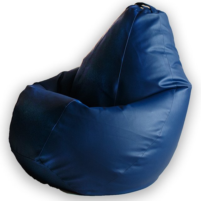 Кресло-мешок Груша 2XL в обивке из экокожи темно-синего цвета