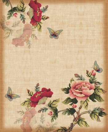 Декоративная картина на холсте "Цветы и бабочки"