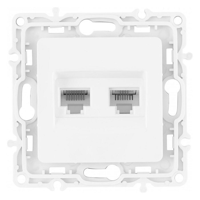Розетка двойная RJ-11 и Ethernet RJ-45, без рамки 217.44-1.white - купить Розетки по цене 351.0 Розетка двойная RJ-11 и Ethernet RJ-45, без рамки 217.44-1.white - купить Розетки по цене 351.0