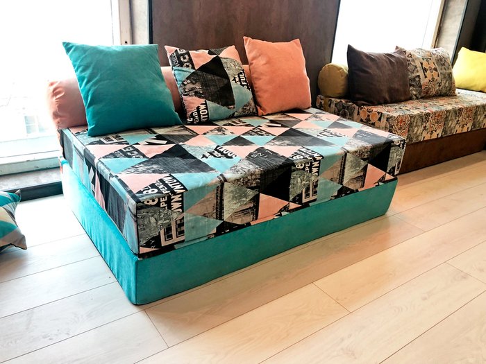 Бескаркасный диван-кровать Puzzle Bag Style XL бирюзового цвета - лучшие Бескаркасная мебель в INMYROOM