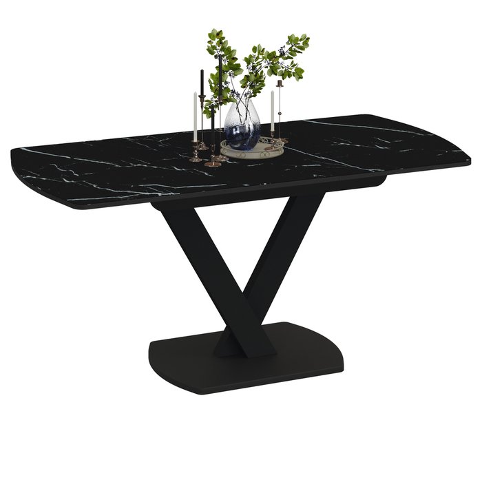 Раздвижной обеденный стол Салерно черного цвета - купить Обеденные столы по цене 32999.0