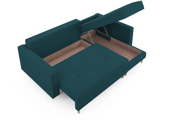 Угловой Диван-кровать ОТТО правый сине-зеленого цвета - купить Угловые диваны по цене 77700.0