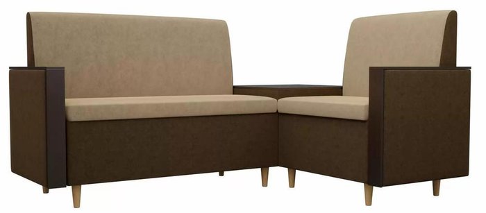 Кухонный угловой диван Модерн коричнево-бежевого цвета 