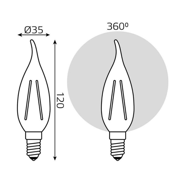 Лампа светодиодная филаментная Gauss E14 11W 4100К прозрачная 104801211 - лучшие Лампочки в INMYROOM