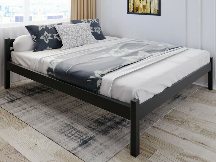 Кровать Классика сосновая 140х200 цвета антрацит - купить Кровати для спальни по цене 13052.0