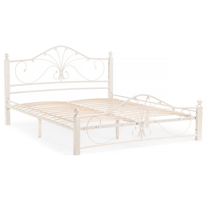 Кровать с основанием Мэри 160х200 белого цвета - купить Кровати для спальни по цене 23356.0