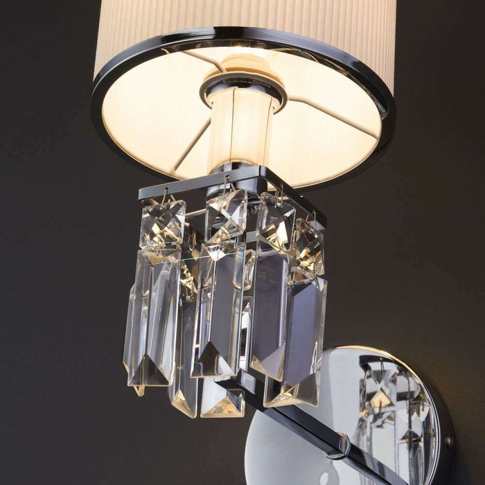 Настенный светильник с абажуром 10099/1 хром Zaffiro - лучшие Бра и настенные светильники в INMYROOM