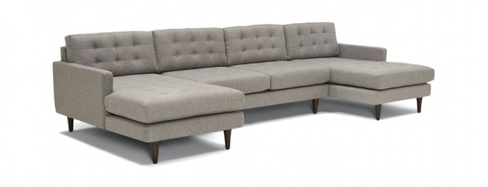 Модульный п-образный угловой диван серого цвета - купить Угловые диваны по цене 88600.0