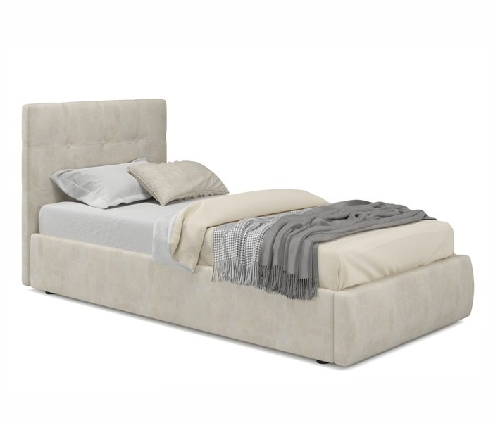Кровать Selesta 90х200 кремового цвета с подъемным механизмом с матрасом 