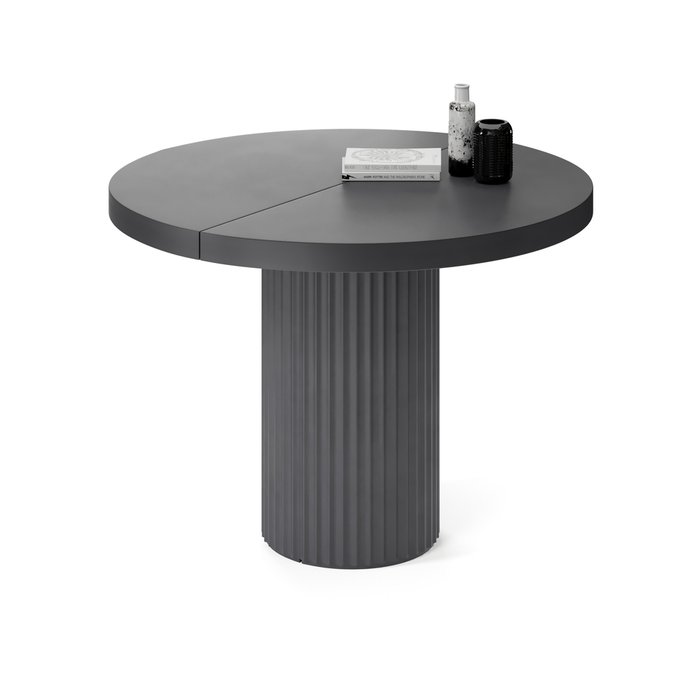 Обеденный стол раздвижной Мейсса черного цвета на ножке - лучшие Обеденные столы в INMYROOM