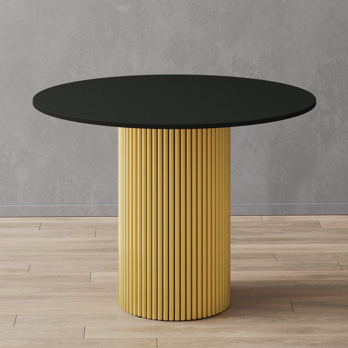 Обеденный стол Trubis Wood L 100 черно-золотого цвета - лучшие Обеденные столы в INMYROOM