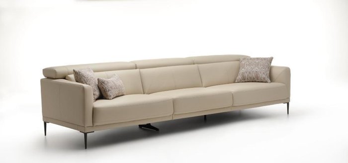 Прямой кожаный диван Kingston белого цвета - лучшие Прямые диваны в INMYROOM