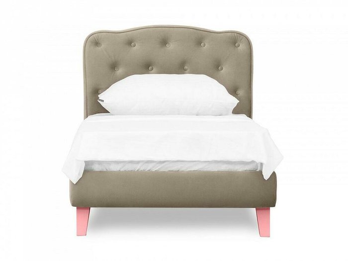 Кровать Candy 80х160 темно-бежевого цвета с розовыми ножками - купить Одноярусные кроватки по цене 28620.0