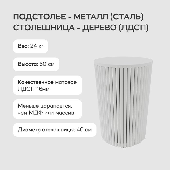 Кофейный стол Trubis Wood S 40 белого цвета - лучшие Кофейные столики в INMYROOM