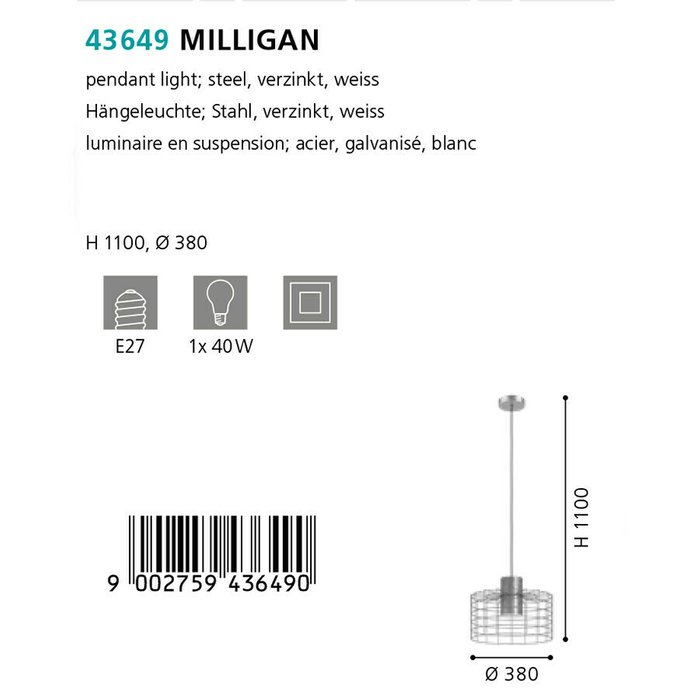 Подвесной светильник Milligan серого цвета - лучшие Подвесные светильники в INMYROOM