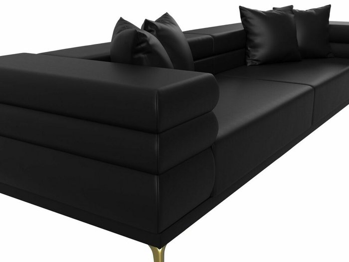 Прямой диван-кровать Лига 021 черного цвета (экокожа) - лучшие Прямые диваны в INMYROOM