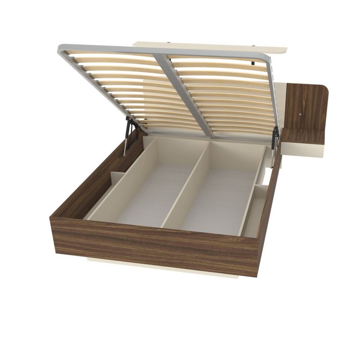 Кровать Астра 120х200 коричнево-бежевого цвета с подъемным механизмом и одним ящиком - купить Кровати для спальни по цене 43930 Кровать Астра 120х200 коричнево-бежевого цвета с подъемным механизмом и одним ящиком - купить Кровати для спальни по цене 43930