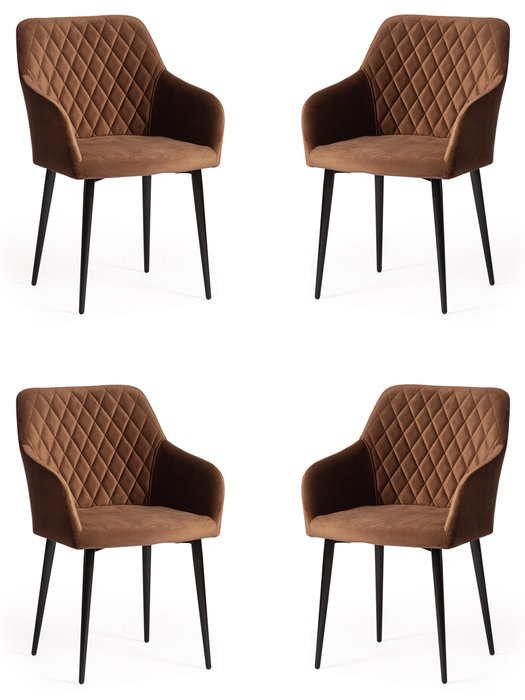 Набор из четырех стульев Bremo коричневого цвета