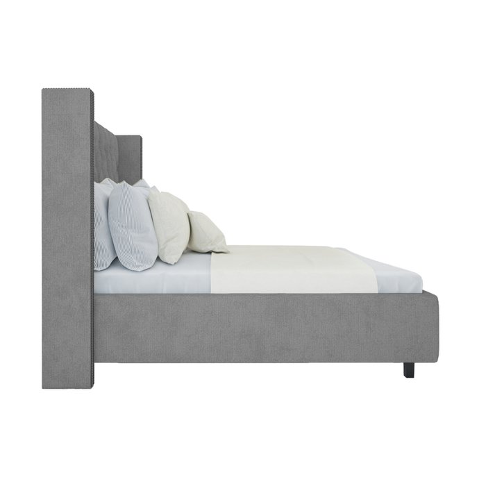 Кровать с декоративными гвоздиками Wing Лен Серый 160x200 - купить Кровати для спальни по цене 102000.0