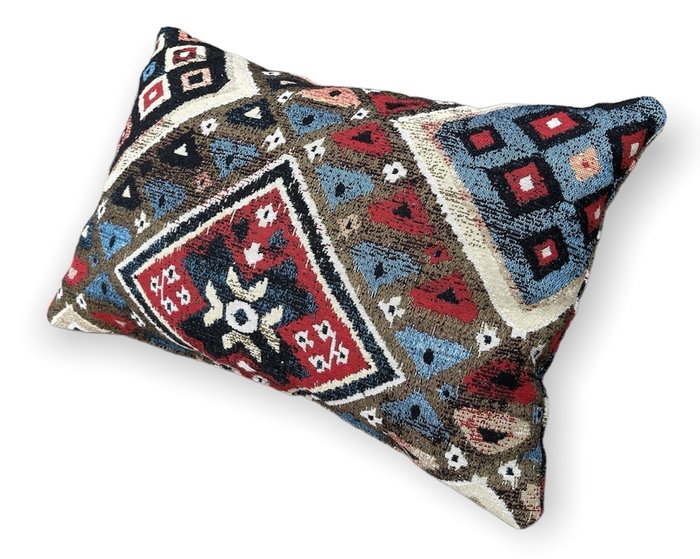 Подушка интерьерная Келим из гобелена сине-красного цвета - купить Декоративные подушки по цене 3600.0