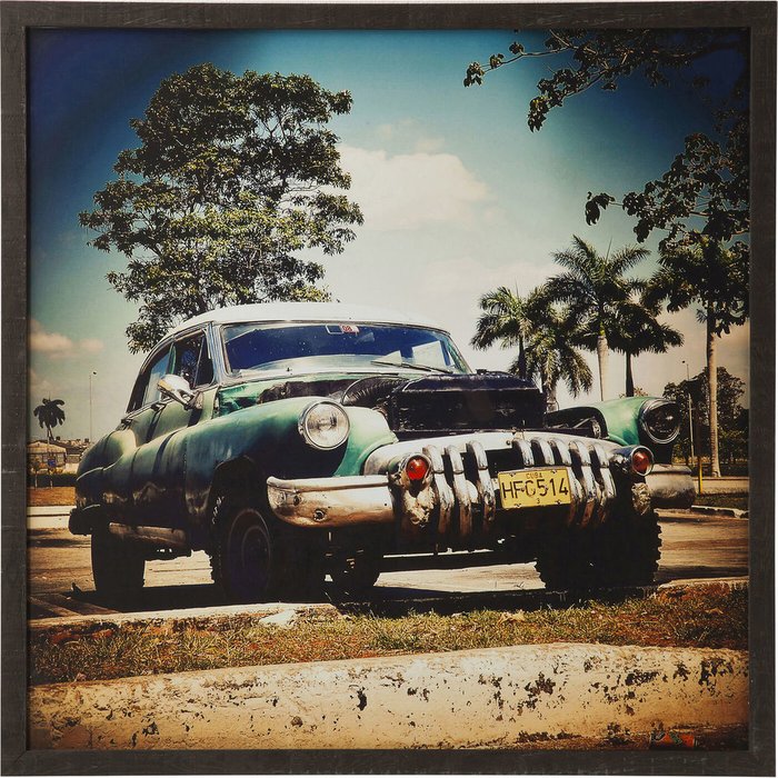 Картина Cuba Car 76х76 в деревянной раме 
