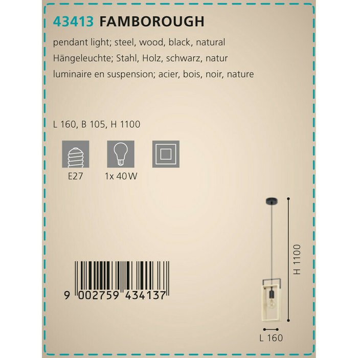 Люстра Eglo Famborough 43413 - купить Подвесные светильники по цене 5290.0