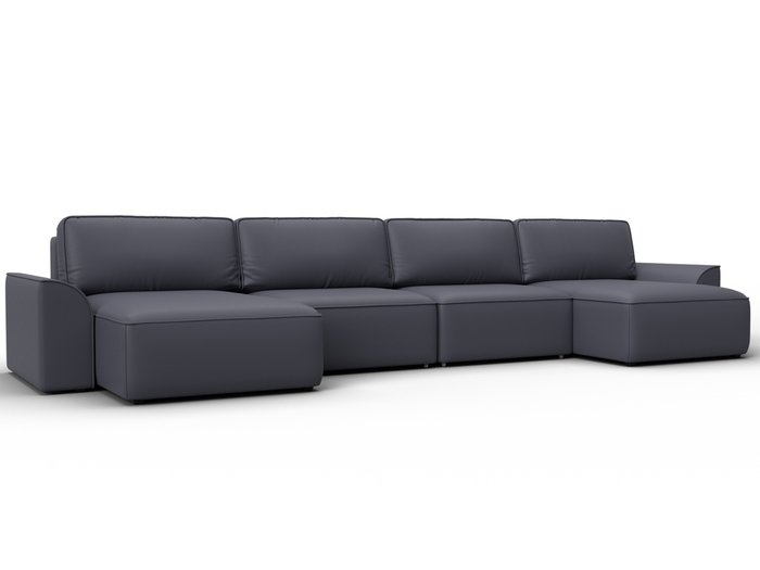 Угловой диван-кровать Лига-048 лонг серого цвета (экокожаа)