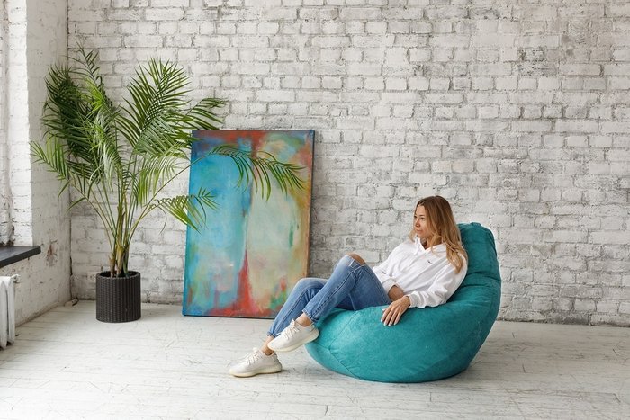 Кресло-мешок Груша 3XL сине-зеленого цвета - лучшие Бескаркасная мебель в INMYROOM