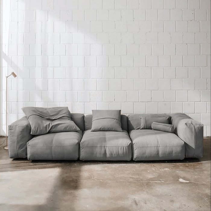 Прямой диван Фиджи трехсекционный серого цвета - лучшие Прямые диваны в INMYROOM