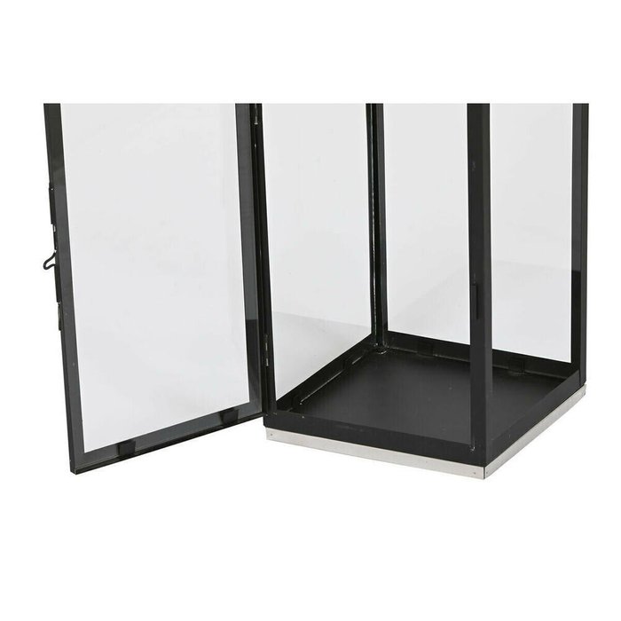 Фонарь Home ESPRIT Чёрный Серебристый Стеклянный Сталь 18 x 18 x 41 cm (2 Предметы) - лучшие Подсвечники в INMYROOM