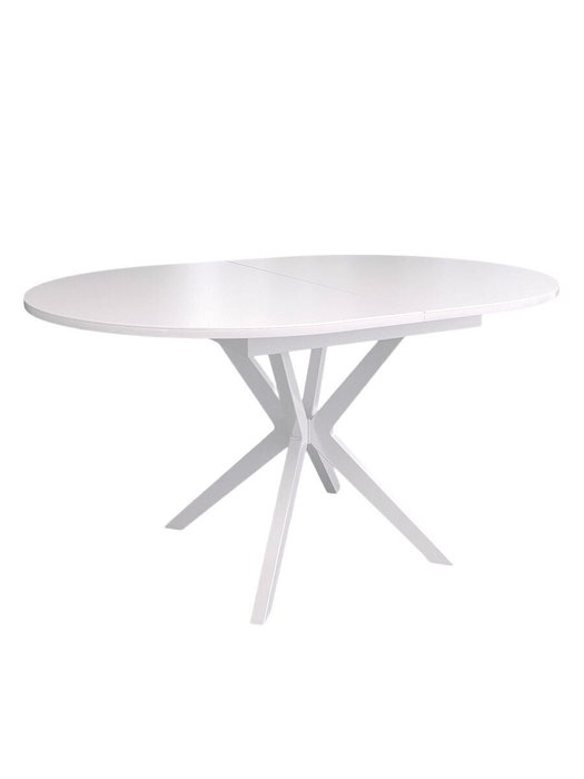 Стол обеденный раздвижной со стеклянной столишницей цвета белый сатин