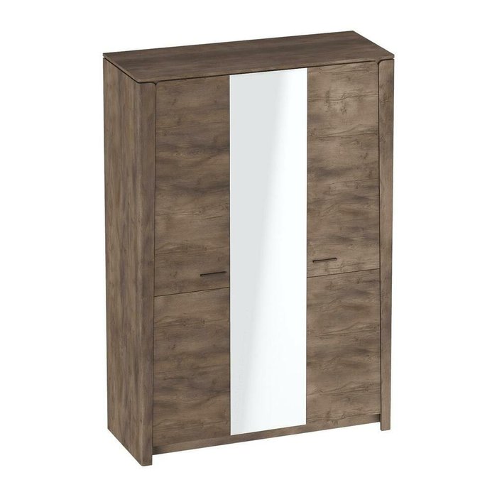 Шкаф трехдверный с зеркалом Мальта коричневого цвета