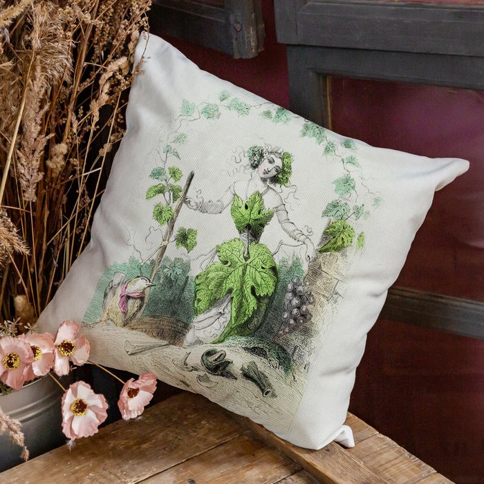 Декоративная подушка Виноградная лоза бежевого цвета - купить Декоративные подушки по цене 2000.0