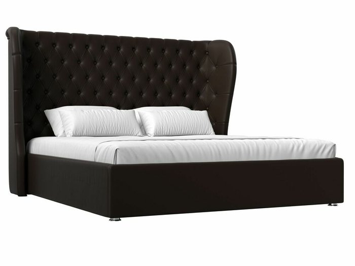 Кровать Далия 200х200 с подъемным механизмом темно-коричневого цвета (экокожа)