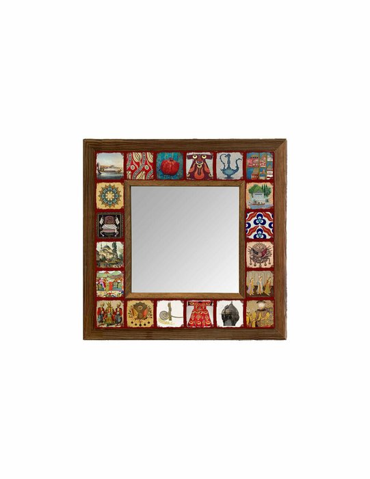 Настенное зеркало 33x33 с каменной мозаикой и композитным основанием