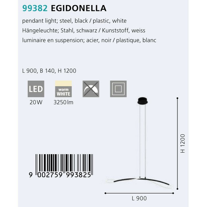 Подвесной светодиодный светильник Egidonella черного цвета - купить Подвесные светильники по цене 35390.0