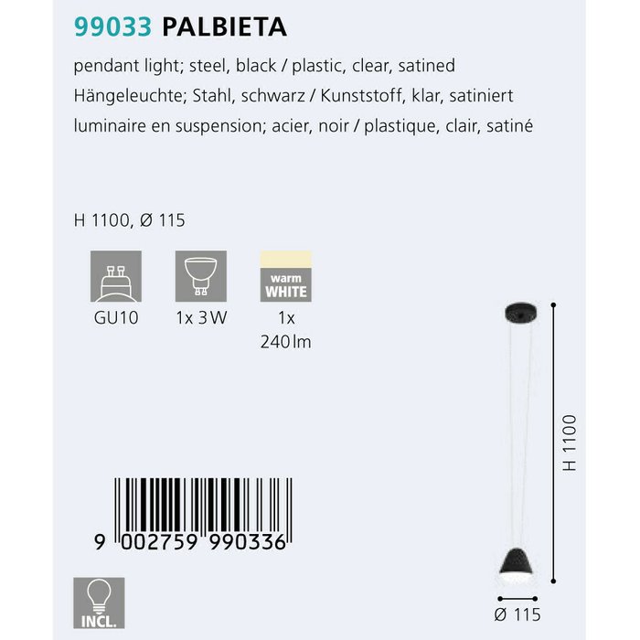 Подвесной светильник Eglo Palbieta 99033 - купить Подвесные светильники по цене 5490.0