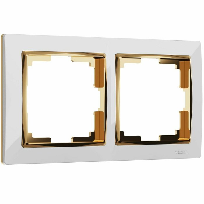 Рамка из пластика на 2 поста Snabb белый/золото W0021933 Рамка из пластика на 2 поста Snabb белый/золото W0021933