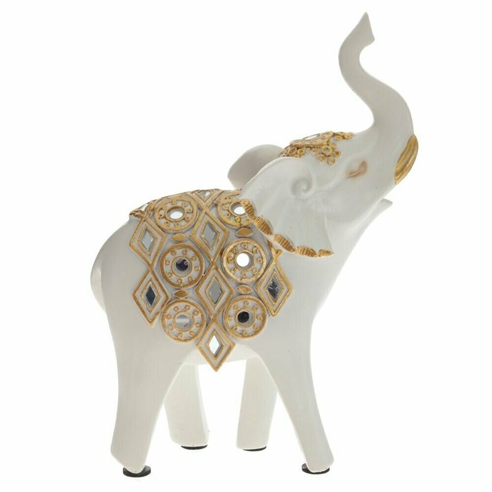 Фигурка декоративная Слон H15 бело-золотого цвета - лучшие Фигуры и статуэтки в INMYROOM