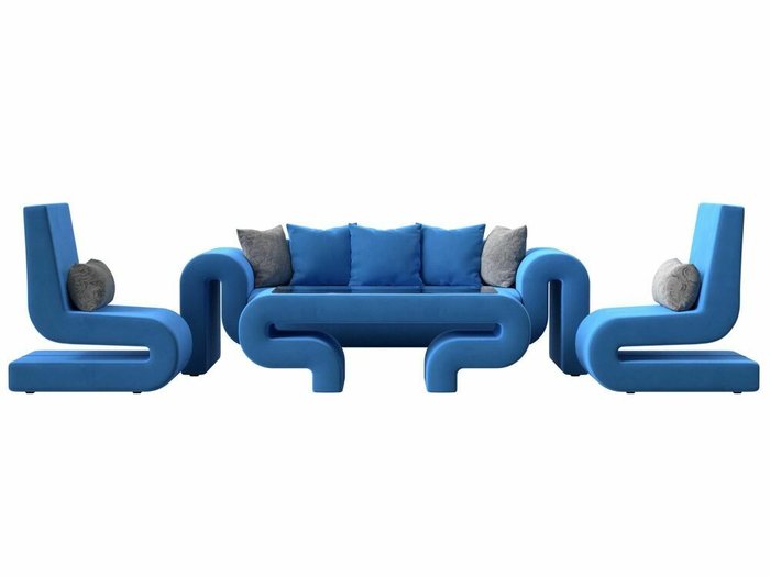 Набор мягкой мебели Волна 2 голубого цвета - купить Комплекты мягкой мебели по цене 123997.0