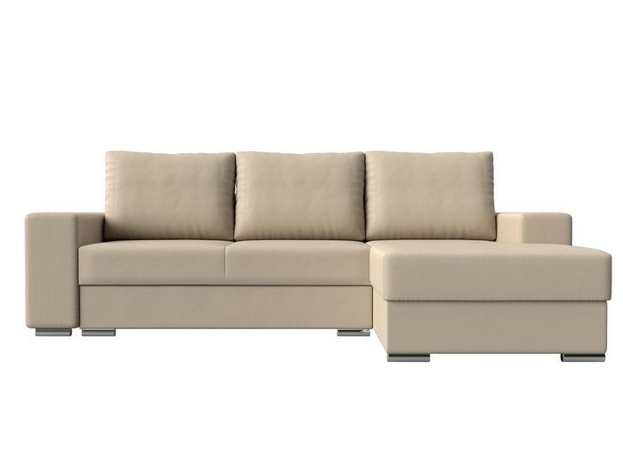 Угловой диван-кровать Дрезден бежевого цвета (экокожа) правый угол - купить Угловые диваны по цене 65999.0