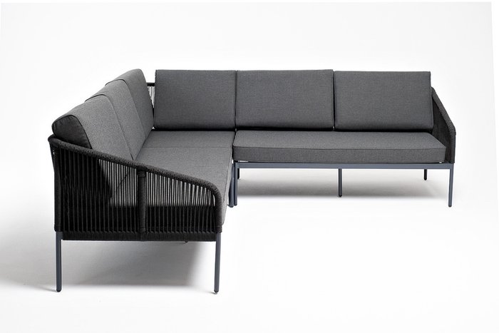 Угловой модульный диван из роупа Канны темно-серого цвета - лучшие Садовые диваны в INMYROOM